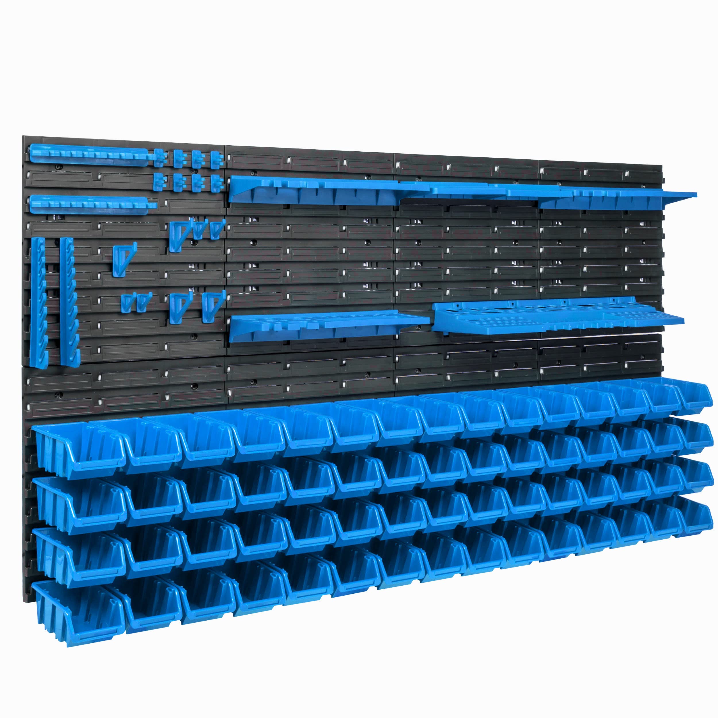 60 cajas apilables de pared de plástico, 154 x 78 cm, soporte para herramientas, mueble taller, garaje, sistema de almacenamiento