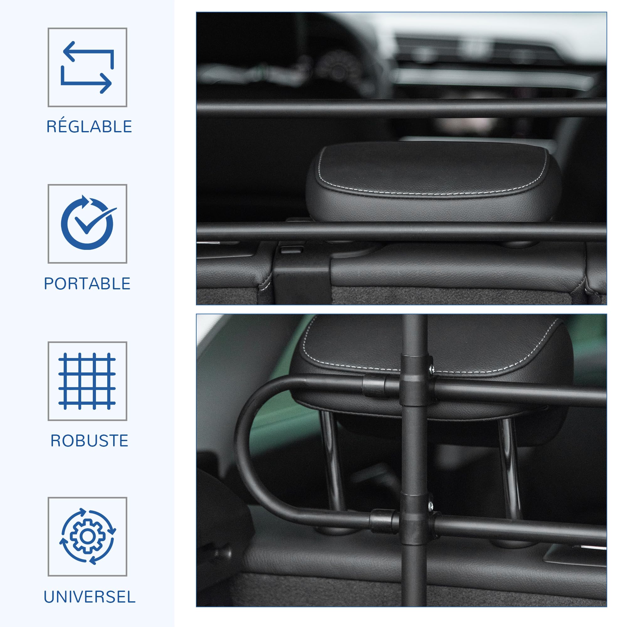 PawHut Grille de séparation pour Chien Universel, barrière de sécurité Extensible pour Animaux de Compagnie, réglable Largeur: 87-135 cm Hauteur: 60-105 cm, pour Usage Universel, en Acier Noir