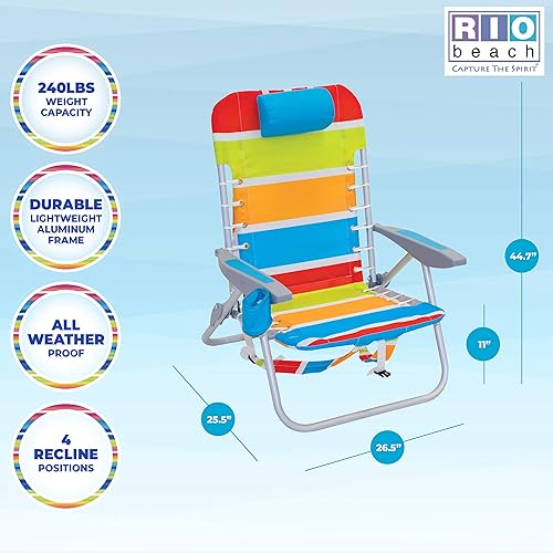 Miniatura 5 de Rio Beach Big Boy - Silla plegable de 4 posiciones con 13% 22 de asiento alto, para playa o campamento, mochila de 4 posiciones con cordones,