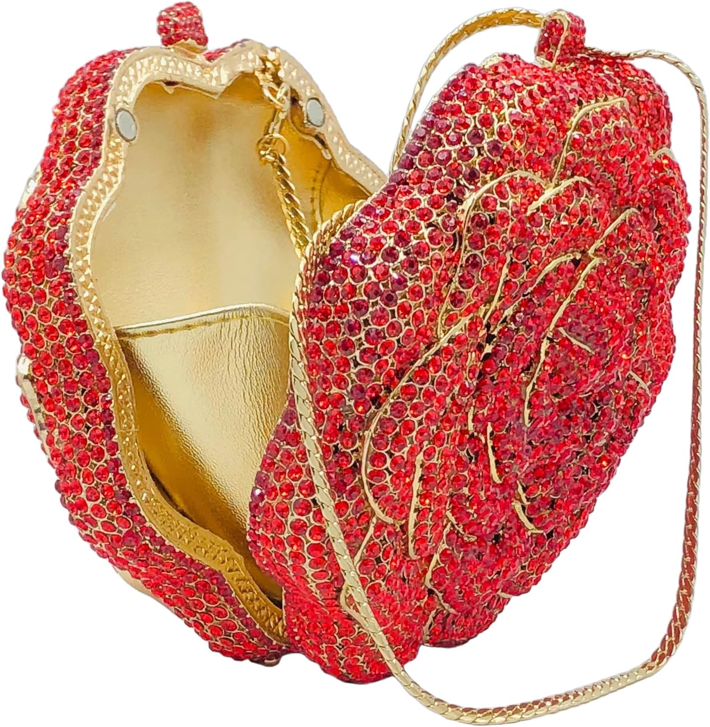 Boutique De FGG Rose Crystal Clutch Purse Women Flower Evening Bag Wedding Party Prom Bridal Rhinestone Floral Handbag,Mini image 4