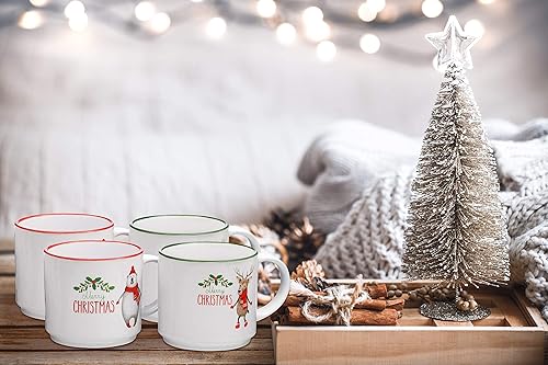 Miniatura 9 de Bruntmor - Juego de 6 tazas de café de tamaño grande de 14 onzas, perfectas para regalo de Navidad, tazas de café de cerámica, tazas de café de