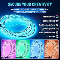 Vista 2 de Juego de 4 luces LED RGB de 15.5 pulgadas para anillo de rueda, control Bluetooth, señal de giro y función de frenado, se puede controlar por