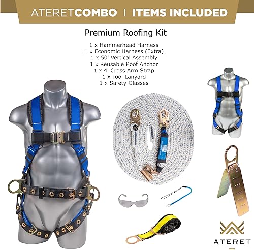 Vista 19 de Palmer Safety Arnés de seguridad de protección contra caídas Hammerhead Series Kit de seguridad I Arnés Premium + Cordón + Kit de extensor de anillo