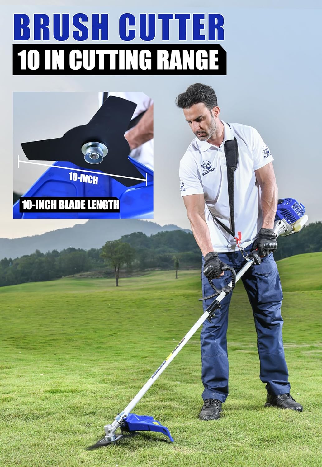 WILD BADGER POWER 26cc Weed Wacker Gas Powered, String Trimmer/Edger, Pole Saw, Hedge Trimmer and Brush Cutter Blade, 4-in-1 Multi Yard Care Tools, Rubber Handle & Shoulder Strap Included