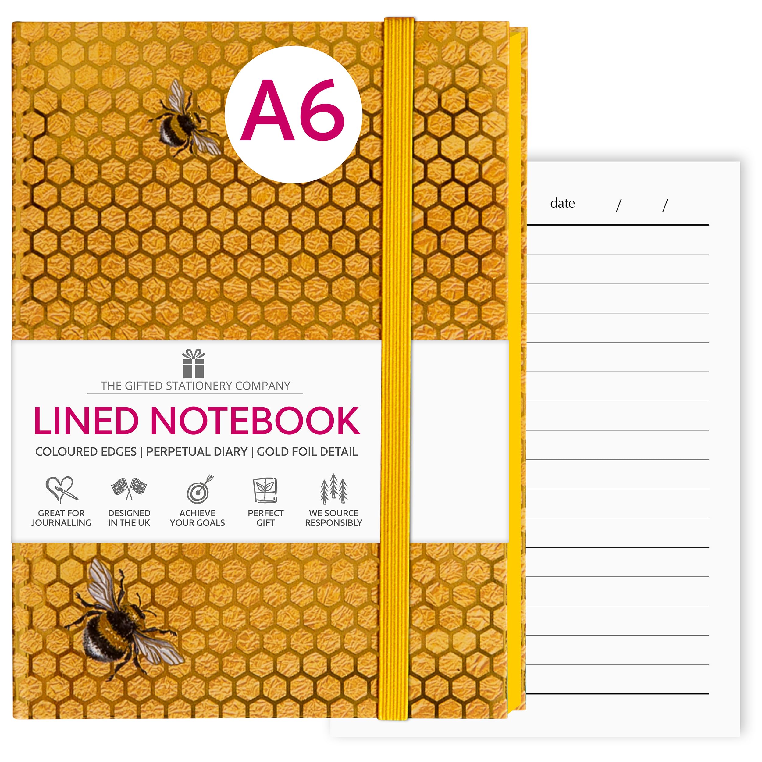 TGSC | Queen Bee A6 Notebook | Journal Notebook Lined to Unleash Creativity - Premium Journal for Writers, Students & Professionals - Inspiring A6 Lined Notebooks for Women & Everyday Ideas & Notes