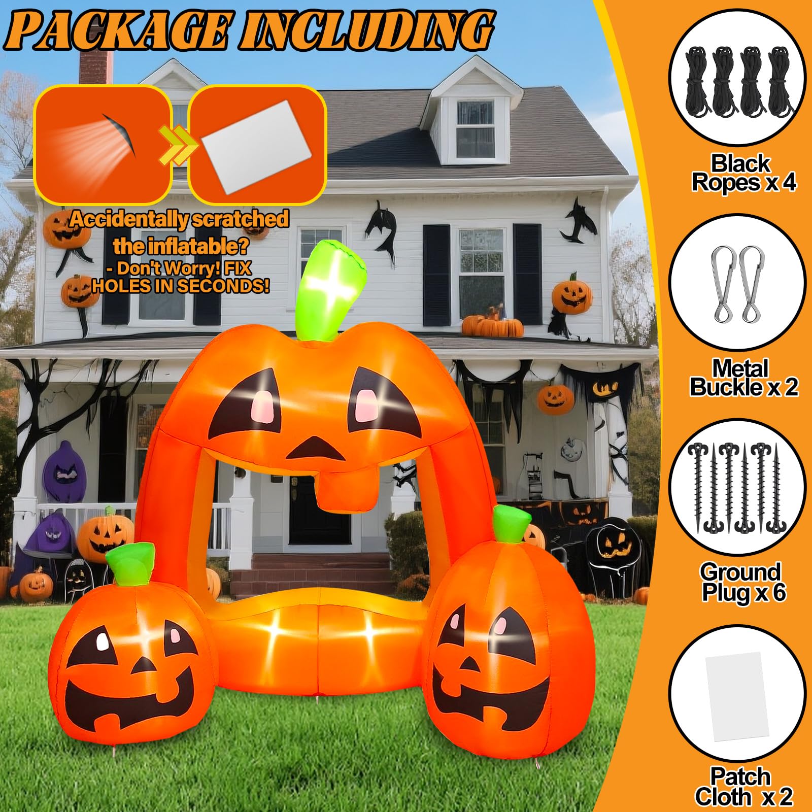 Kalolary 7ft Halloween Inflatables Pumpkin Photo Booth - Image 4