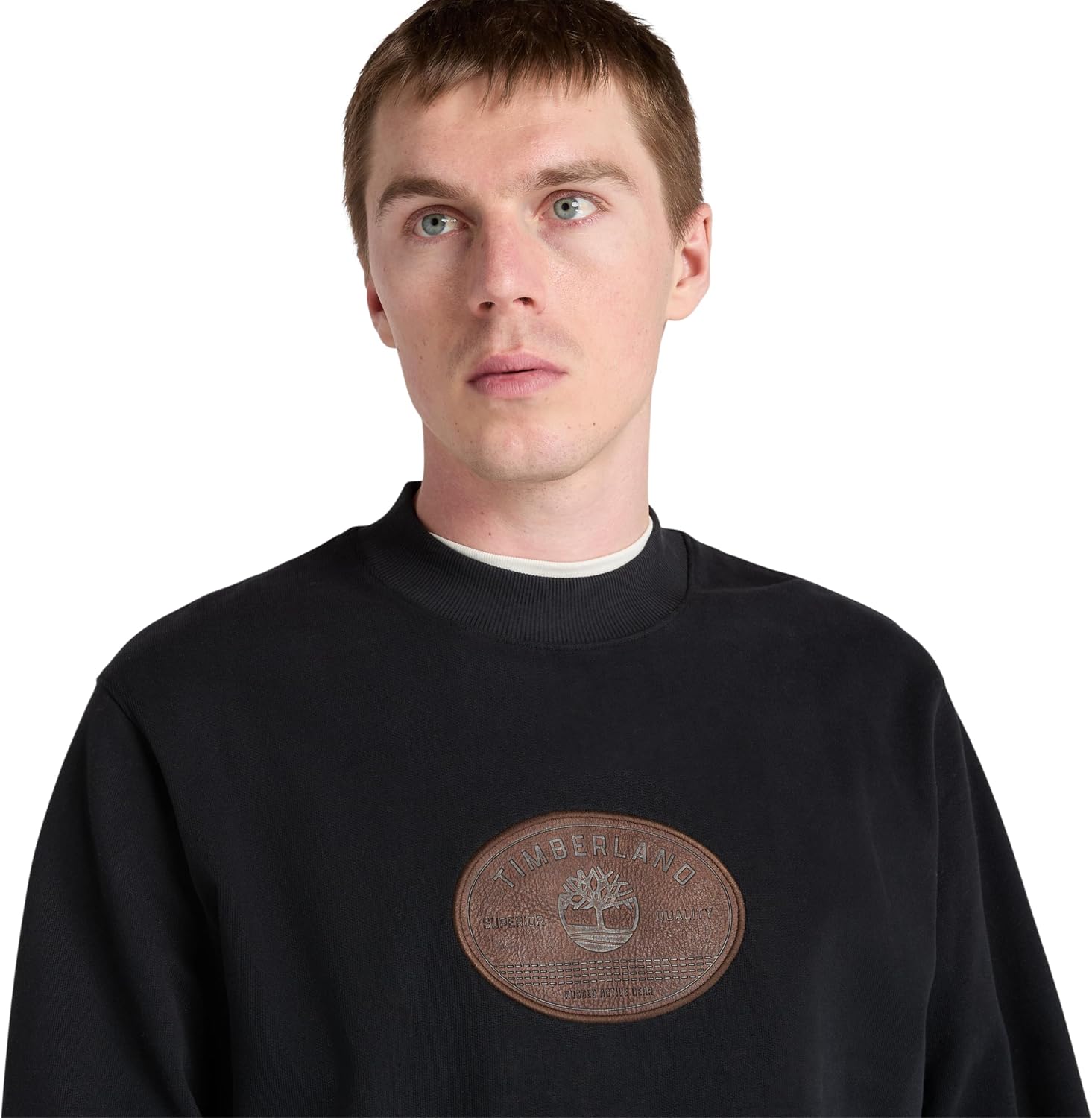 Timberland Men's Leather Badge Crewneck Sweatshirt