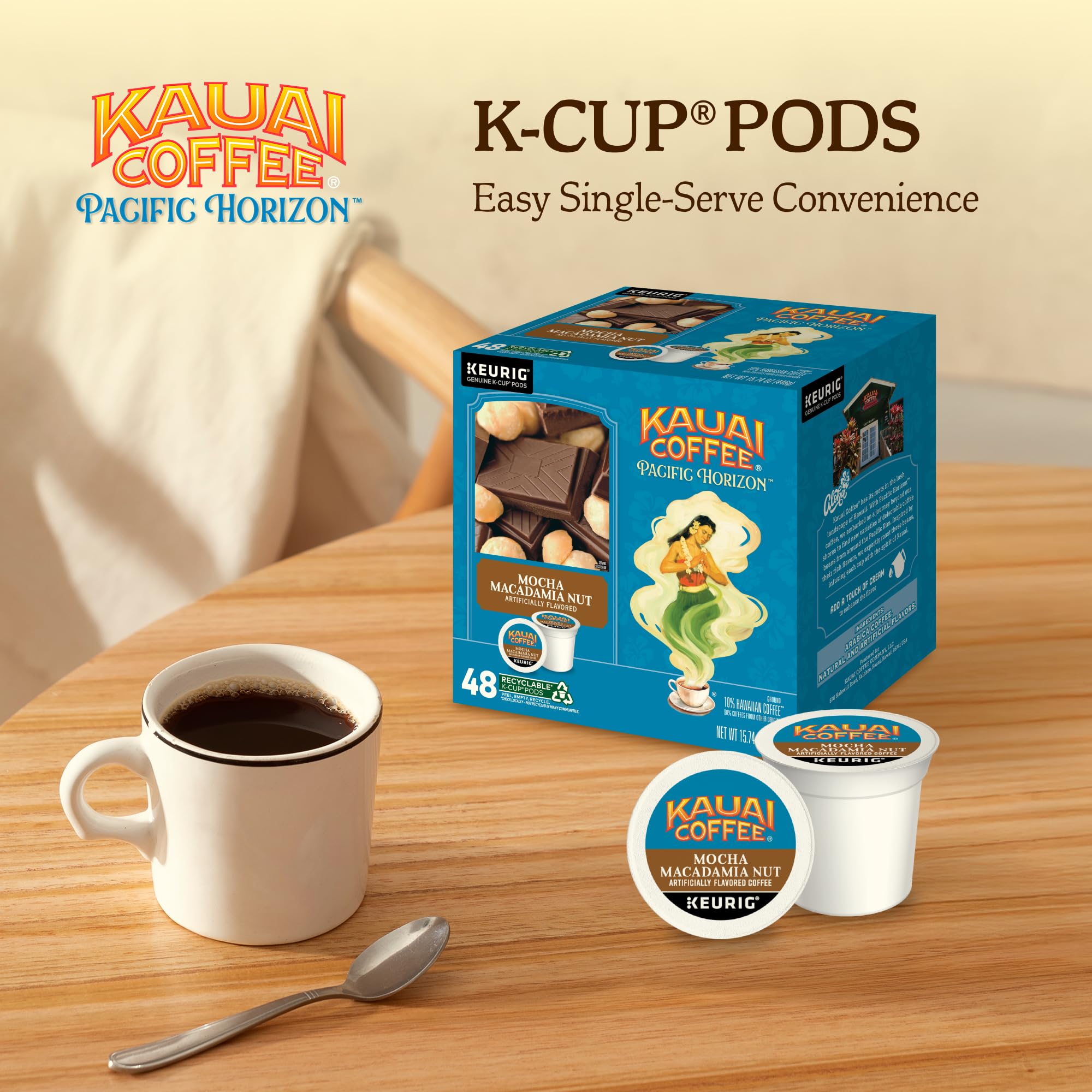 Kauai Coffee Keurig K-Cup - Cápsulas sabor moca y nuez de macadamia (48 unidades)