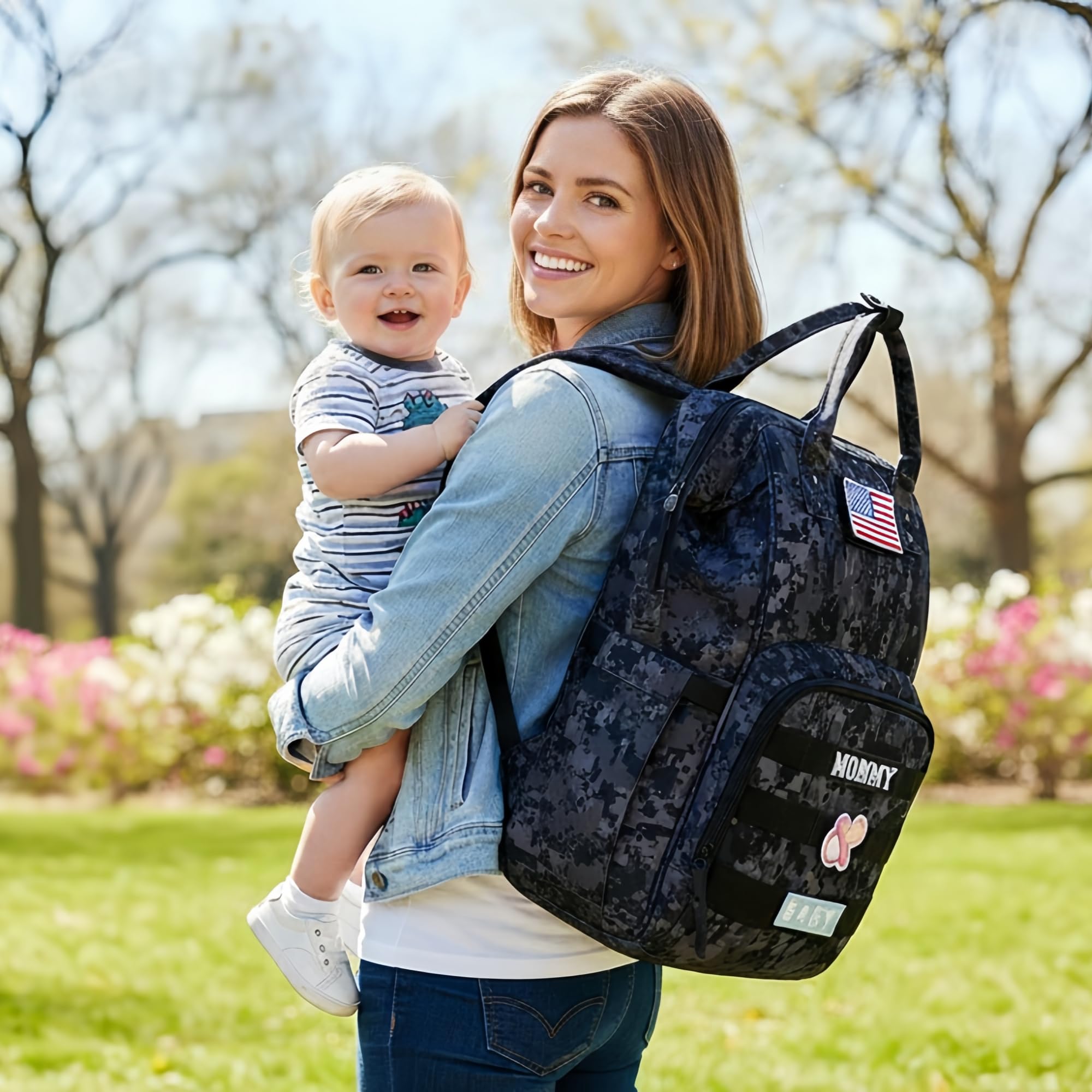 Taktischer Wickelrucksack mit USB-Anschluss (Daddy und Momy)