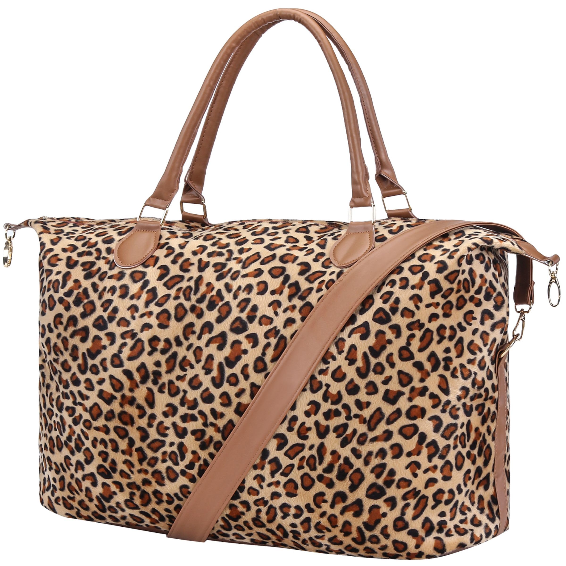 Weekender Bag Duffle Bag For Women Large Travel Tote Bag Overnight Weekend Bags With Shoulder Strap Cow Leopard