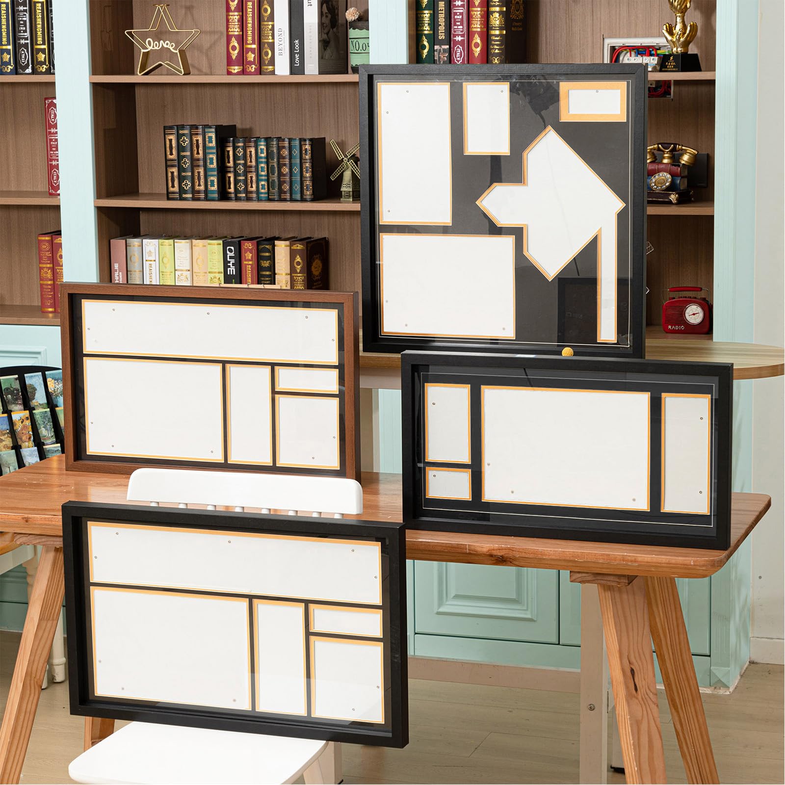 Briwooody Diplomrahmen mit Quastenhalter und Stola-Halter, Holzvitrine für Diplome und Fotoklasse 2025, Abschlussklasse, Andenken (Schwarz, Medium)