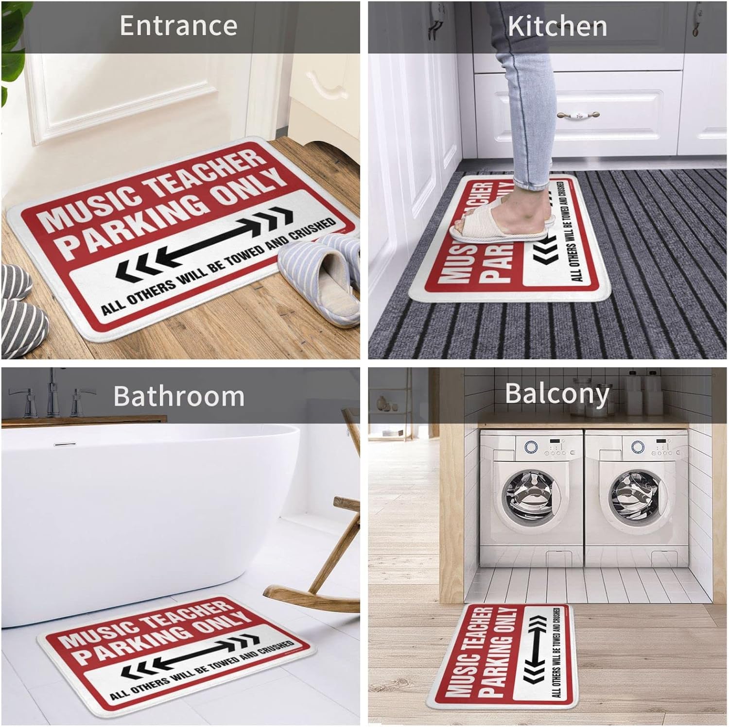 Sweet Home Mat Music Teacher Parking Only Rug Entry Floor Mats Outdoor Front Door Rug(Size:65X90CM)