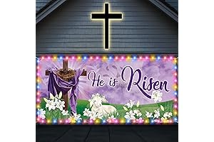 16 x 6.9 ft Outdoor Easter Garage Door Banner Cover, He is...