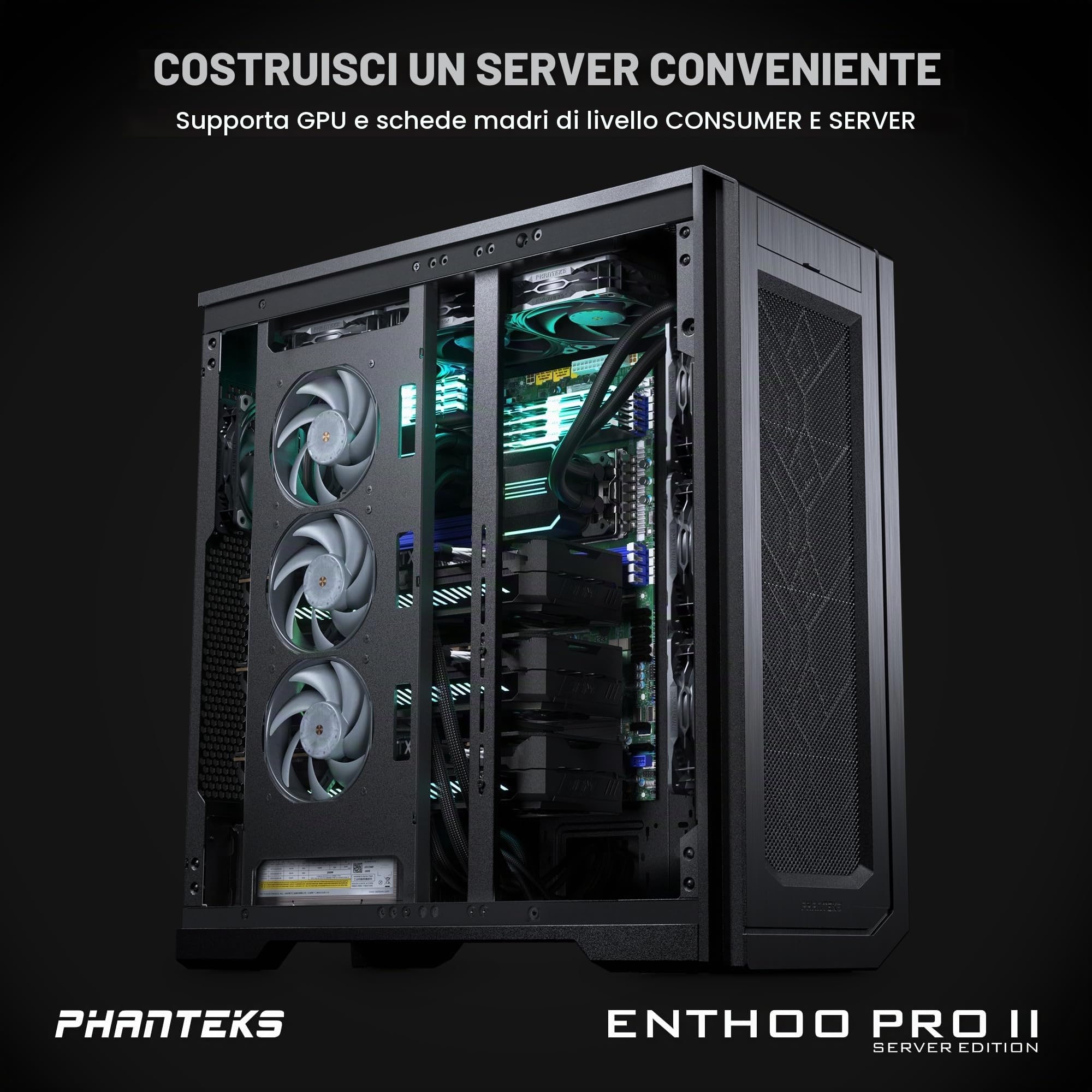 Phanteks Enthoo Pro 2 - Server Edition - FT - E-ATX - keine Spannungsversorgung - Satin Black - USB/Audio (PH-ES620PC_BK02)