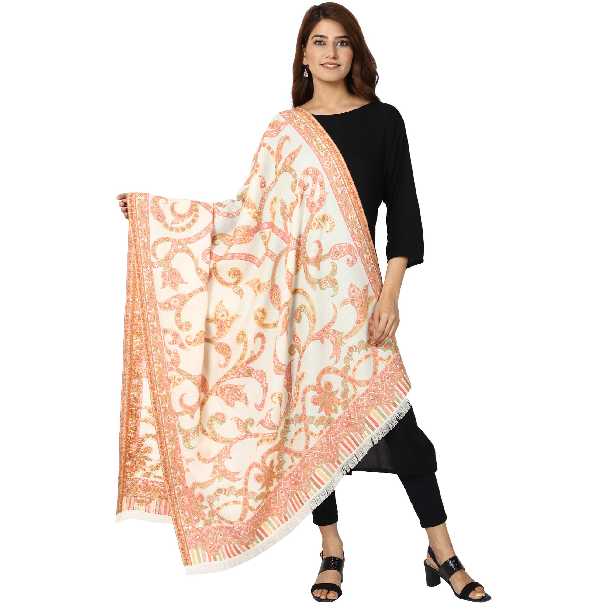 swi with label Women's Kashmiri Kani Woven Wool Shawl (9JS40_Free Size)-picture-54