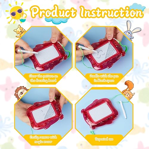 Miniatura 3 de Outus 24 Piezas Mini Tableros Magnéticos de Dibujo, Tablero de Garabato para Niños, Llavero con Clip para Mochila, Tablero de Dibujo Borrable,