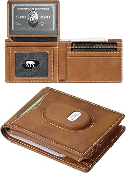 furid Leather Wallet for Samsung Galaxy SmartTag2 Slim Minimalist Wallet Compatible with Samsung Tracker Tag - RFID Blocking Bifold Wallet 2 ID Window