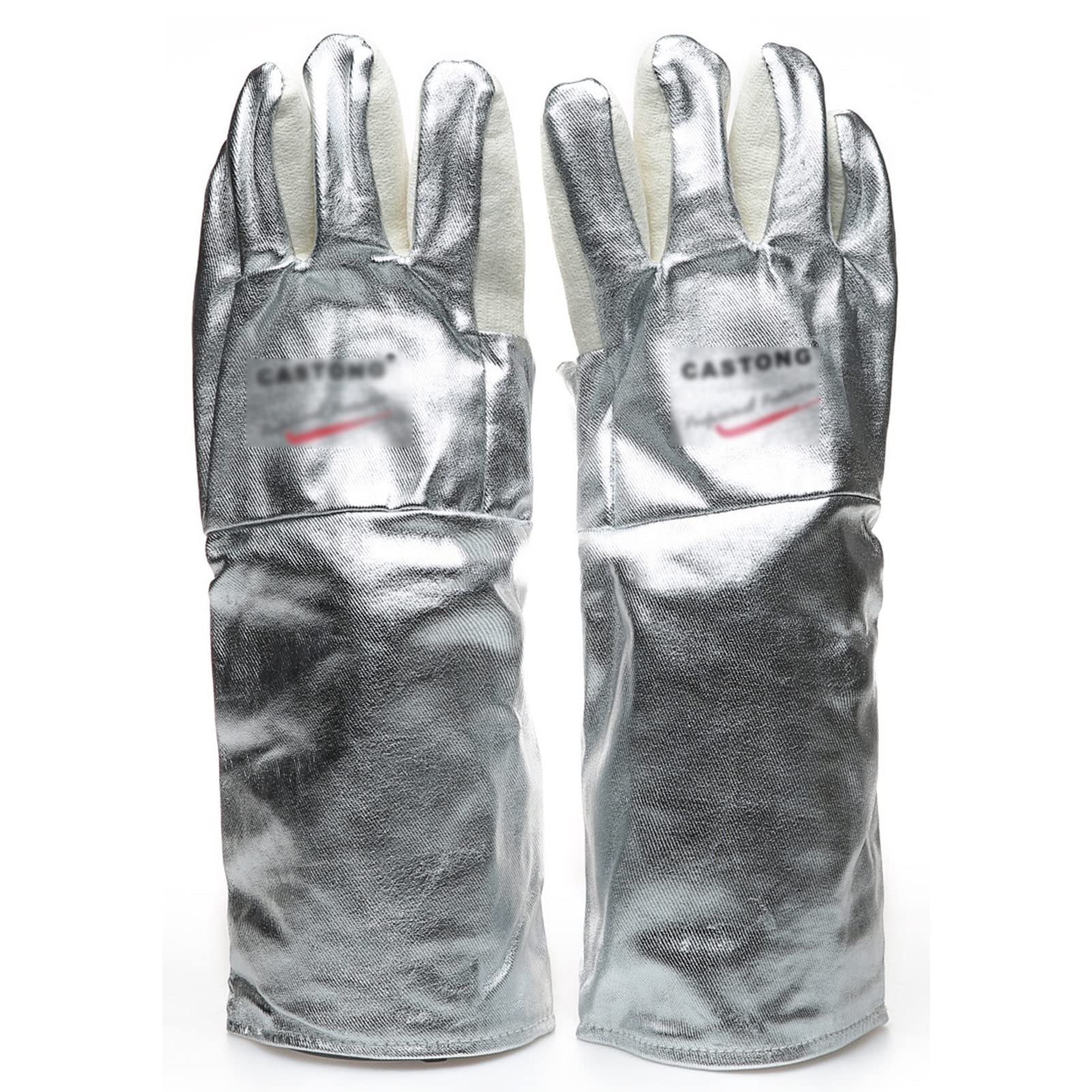 PIWINE Gartenhandschuhe, schnittfeste Handschuhe, feuerfeste Handschuhe, 45 cm, aluminisierte Schweißhandschuhe, Grill- und Kaminhandschuhe, hochtemperaturbeständige Handschuhe