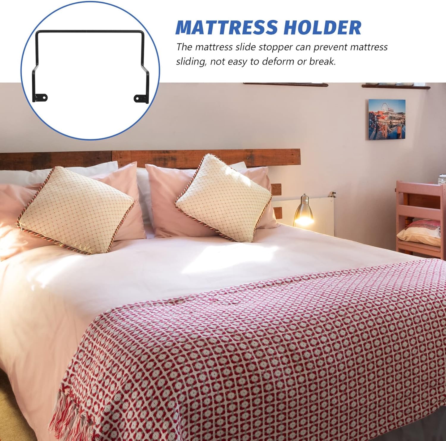 EXCEART Mattress Retainer Bar Non-Slip Slide Stopper for Bed Frame Adjustable Mattress Holder Prevents Sliding Easy Installation for All Bed Sizes