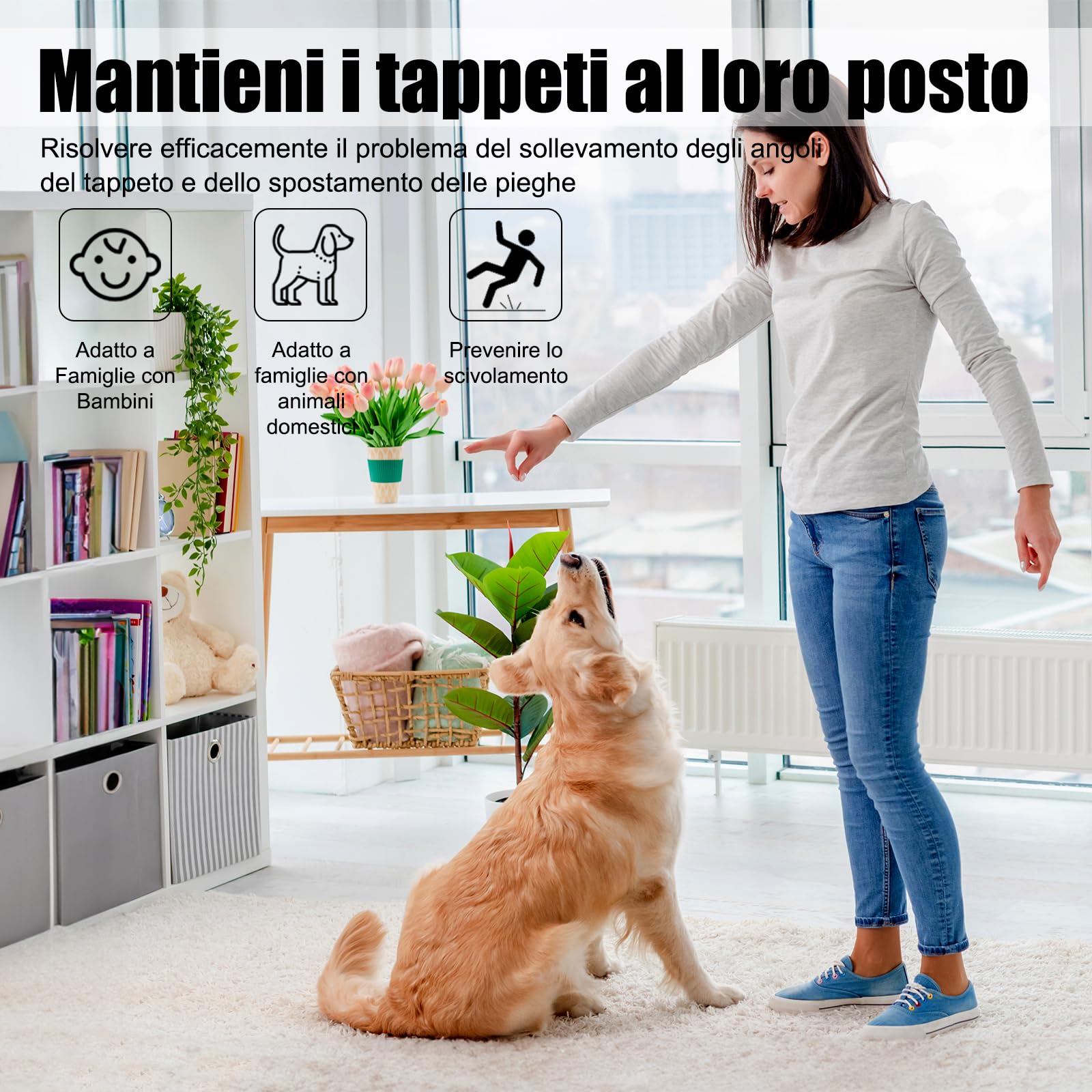 Tappeto Antiscivolo Gomma, 180x280cm sottotappeto antiscivolo per tappeti, protezioni sottotappeto, fermagli per tappeti per pavimenti in legno, mantengono i tappeti in posizione