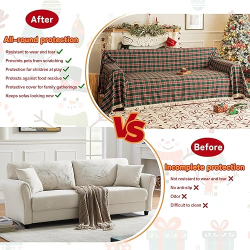 Miniatura 62 de HANDONTIME fundas de sofá beige para sofá, fundas boho de jacquard y corduroy para perros, funda de sofá de felpilla para perros, protector suave