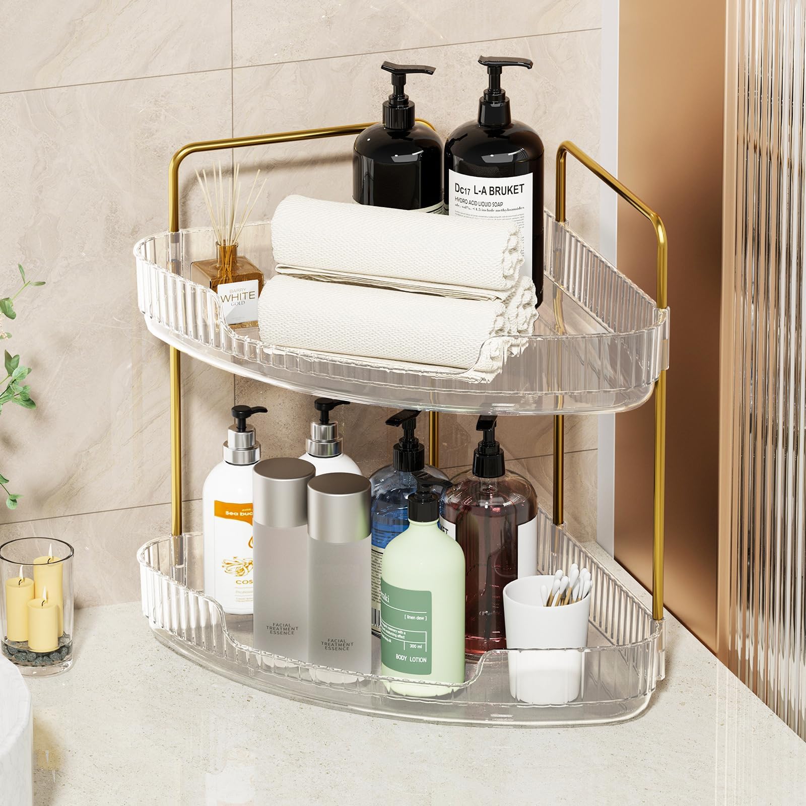 2 Pack Clear Counter Organizer Shelf for Bathroom