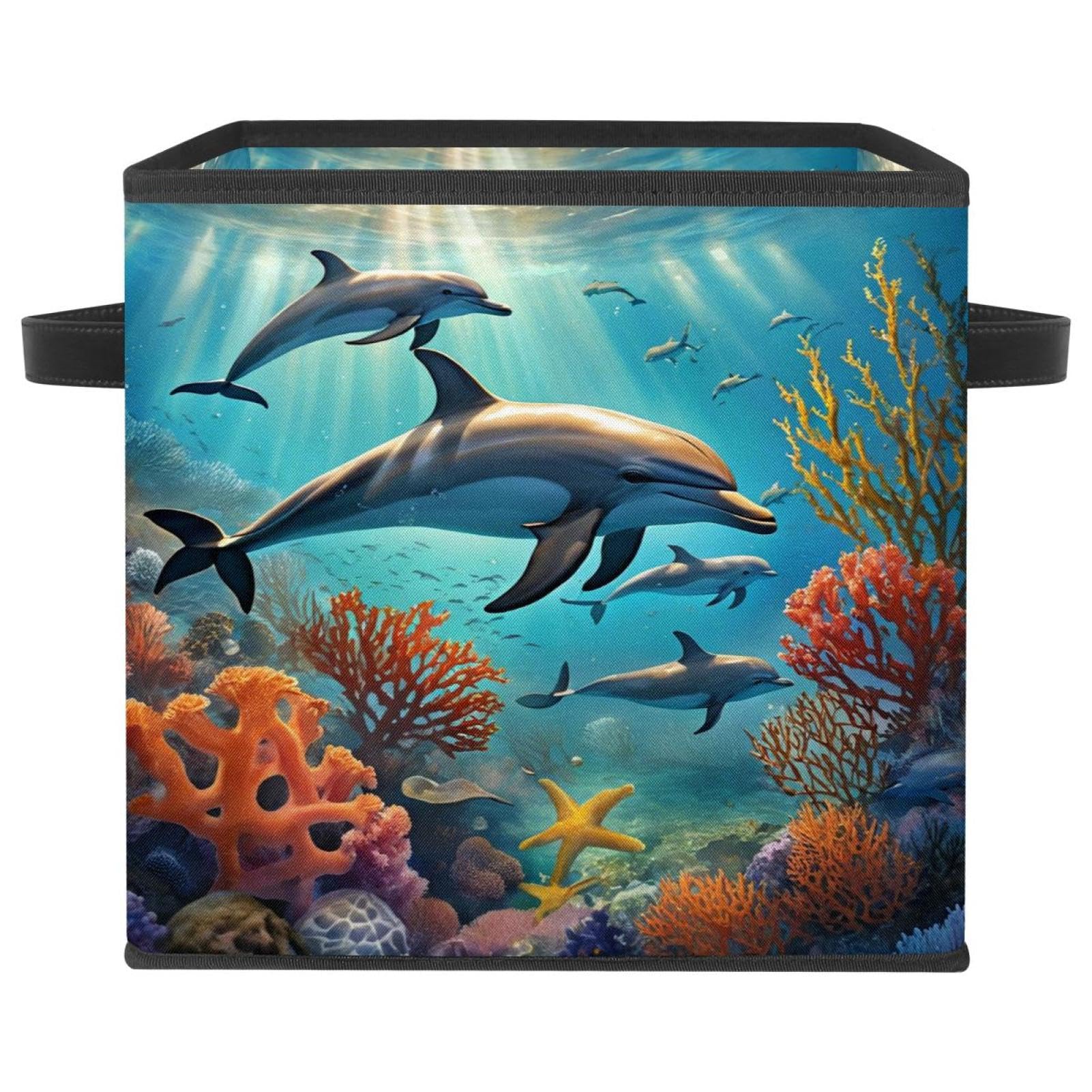 Boîte de rangement pliable dauphin pour étagère de chambre enfant
