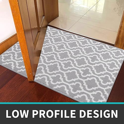Miniatura 114 de HEBE Tapete para puerta interior, 20 x 32 pulgadas, antideslizante, para puerta delantera, lavable, atrapador de suciedad para entrada, tapete