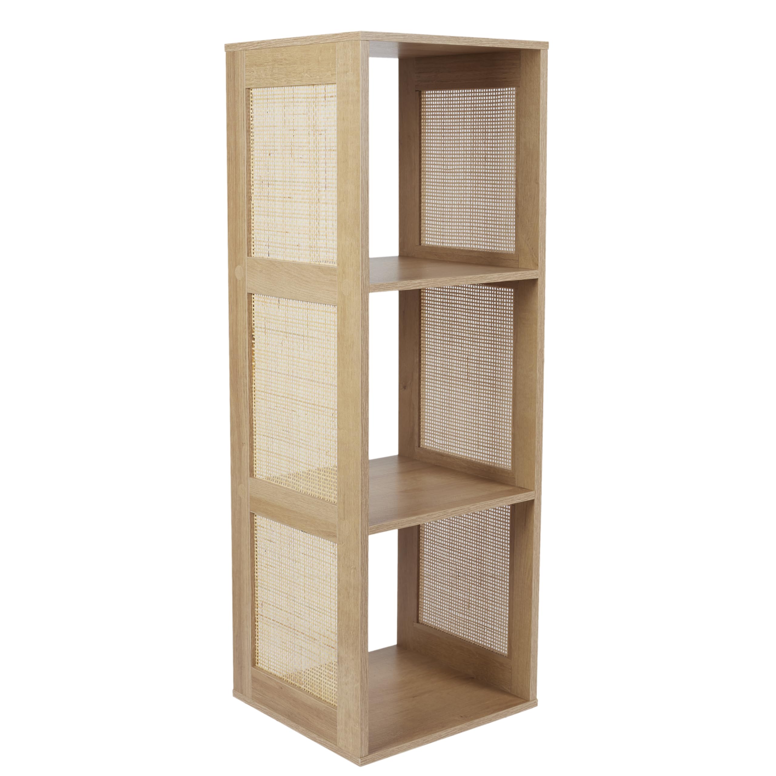 HOME DECO FACTORY Rangement Modulable 3 Cases en Rotin Design Aéré Marron | Rotin, rangement modulable, 3 cases, design aéré, salon chambre entrée, naturel et pratique, 34x99x32 cm, marron