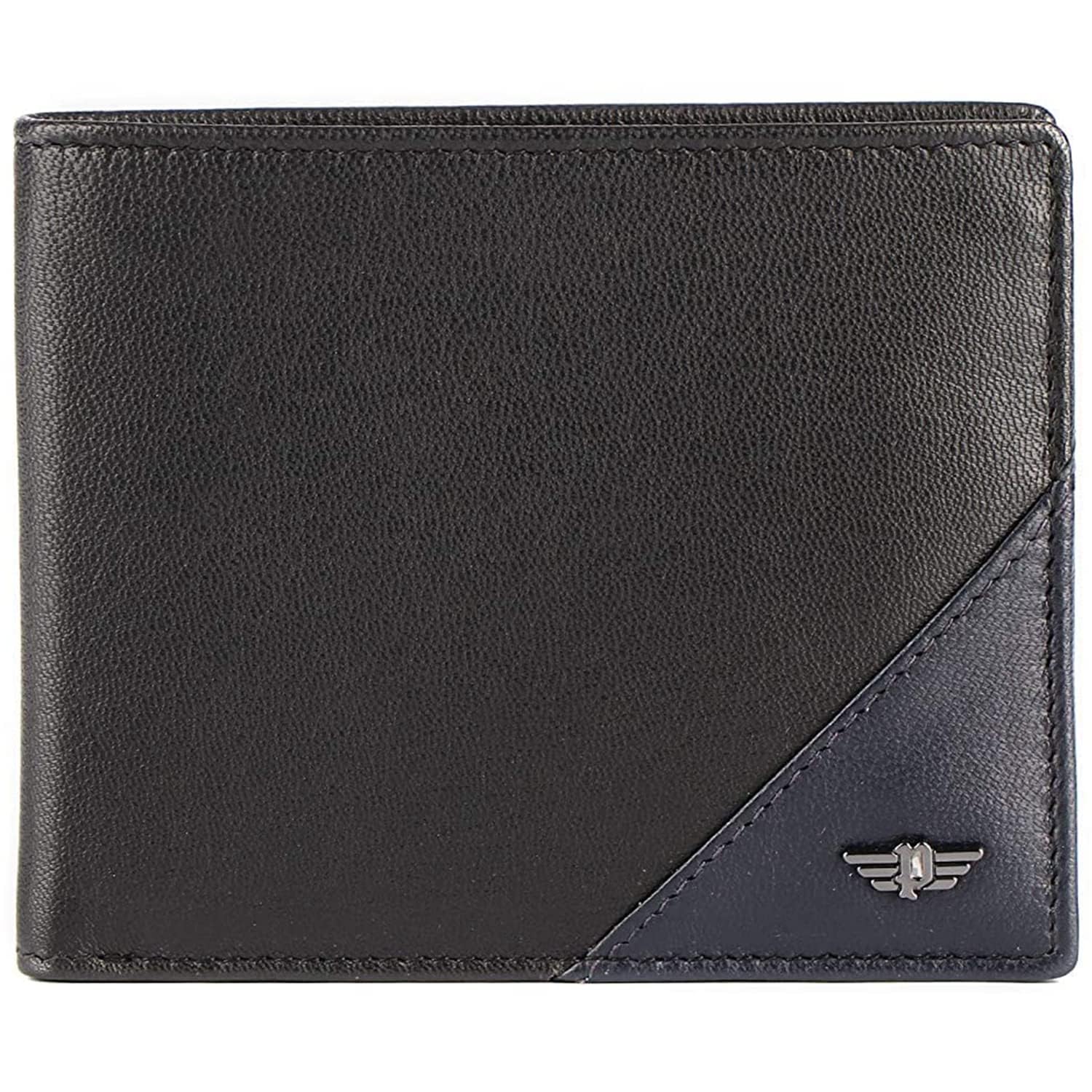 Men’s Genuine Leather Bi-Fold Wallet I Coin Pocket & Card Slots I Navy / Black_(B09NM7LB4Q) (Jet Black/Jet Navy)
