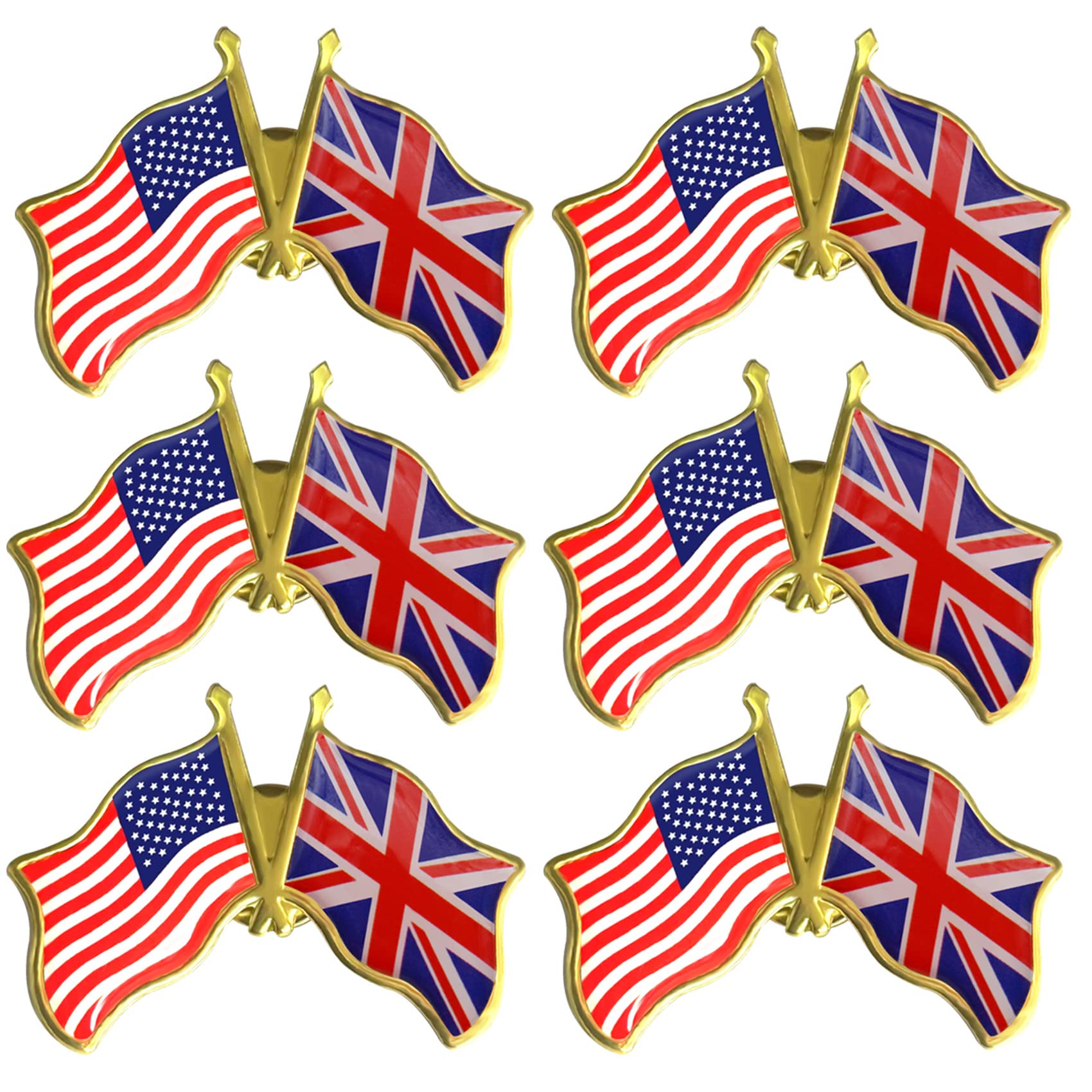 rhungift6/12/50/100 Pack-American British Friendship Flag Pins Bulk -1.5” Metal Patriotic Union Jack UK Lapel Pins Badge Souvenir For Hat Bag Travel Gifts
