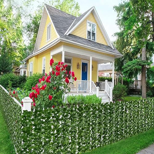 Miniatura 9 de DearHouse Valla de privacidad de hiedra artificial, 216.5 x 39.4 pulgadas, valla de setos artificiales y decoración de hojas de hiedra sintética