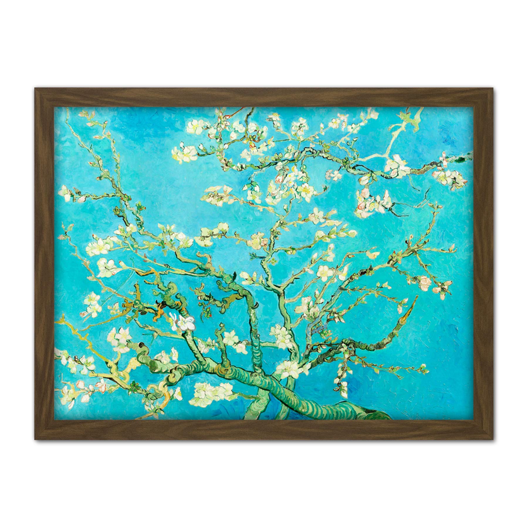 Wee Blue Coo Van Gogh Branches With Almond Blossom 1890 Artwork Framed Wall Art Print 18X24 Inch