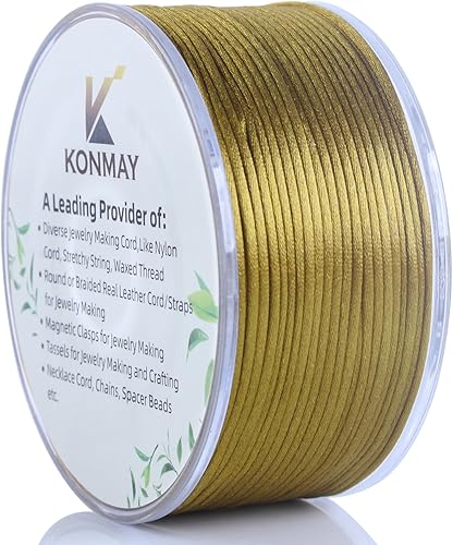 Vista 42 de KONMAY Cuerda de nailon negro de 0.024 in con estuche para pulseras, cordón de satén de nailon trenzado de 190 yardas para fabricación de joyas