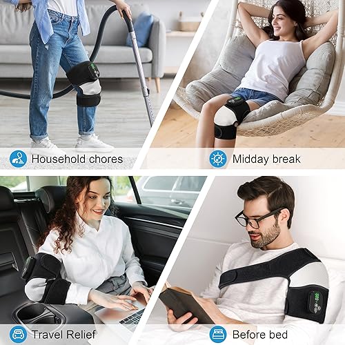 Miniatura 4 de Masajeador eléctrico de rodilla con calefacción, 3 en 1, rodillera inalámbrica con calor y masaje para rodilla, codo, hombro, con 3 modos de