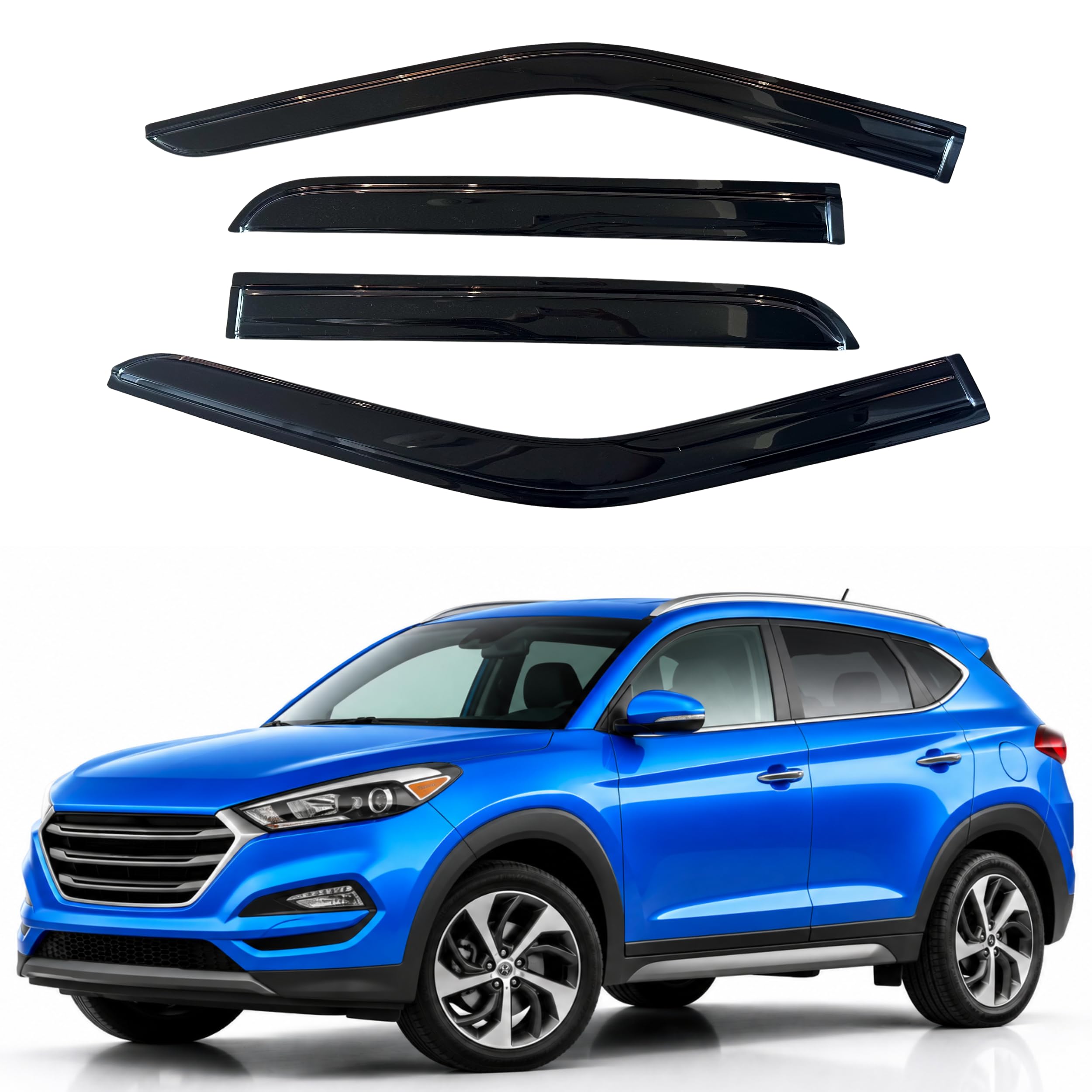 IG Window Visors Fit for 2016-2021 Hyundai Tucson, Out-Channel Rain Guards Vent Wind Deflectors 4PC, Car Accessories for 16-21 Hyundai Tucson