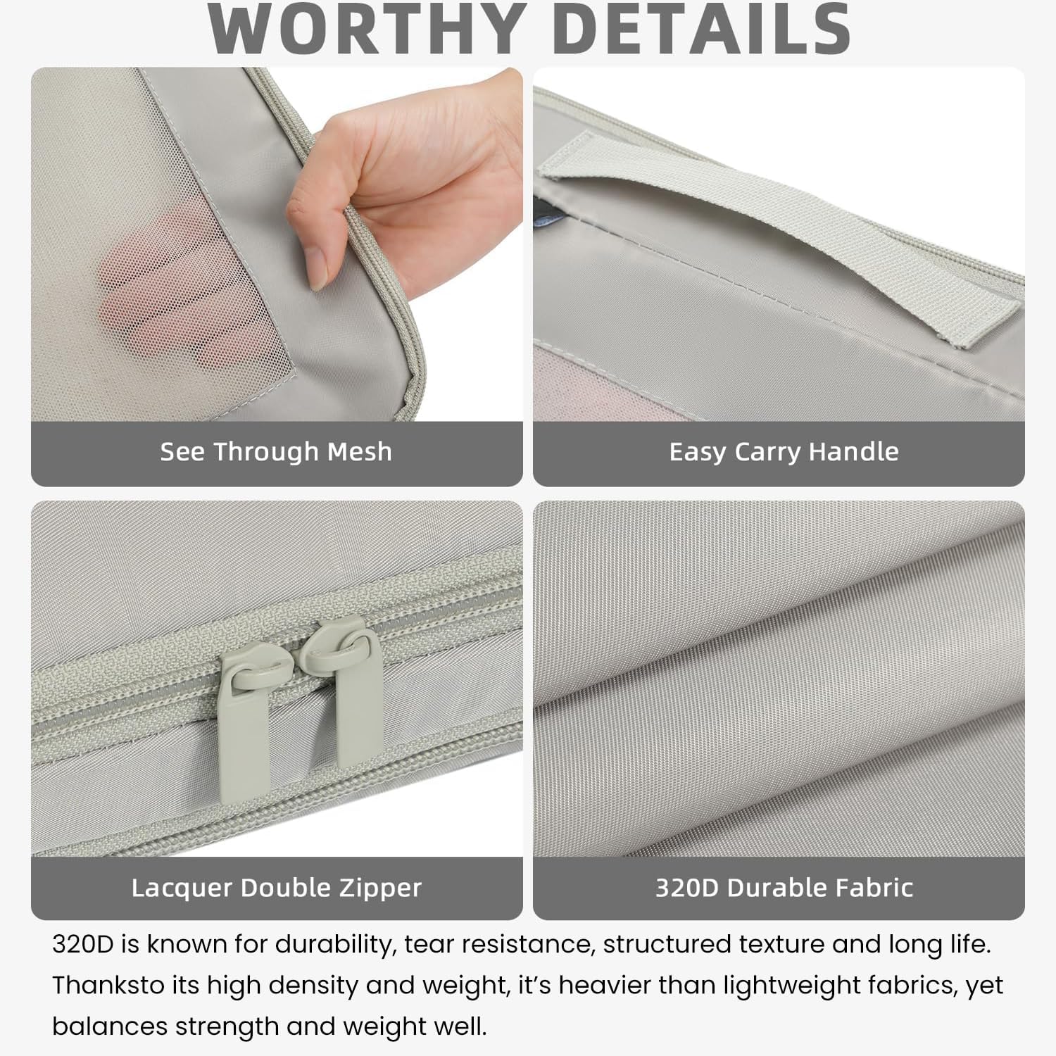 BAGAIL 4 Set/6 Set/8 Set Compression Packing Cubes Travel Accessories Expandable Packing Organizers (Square Mesh, 06-Grey)