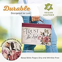 Vista 3 de Christian Art Gifts - Funda de Biblia de Moda Floral Roja Marrón para Mujeres: Confía en El Señor - Versículo Inspirador de Proverbios 3:5, Estuche