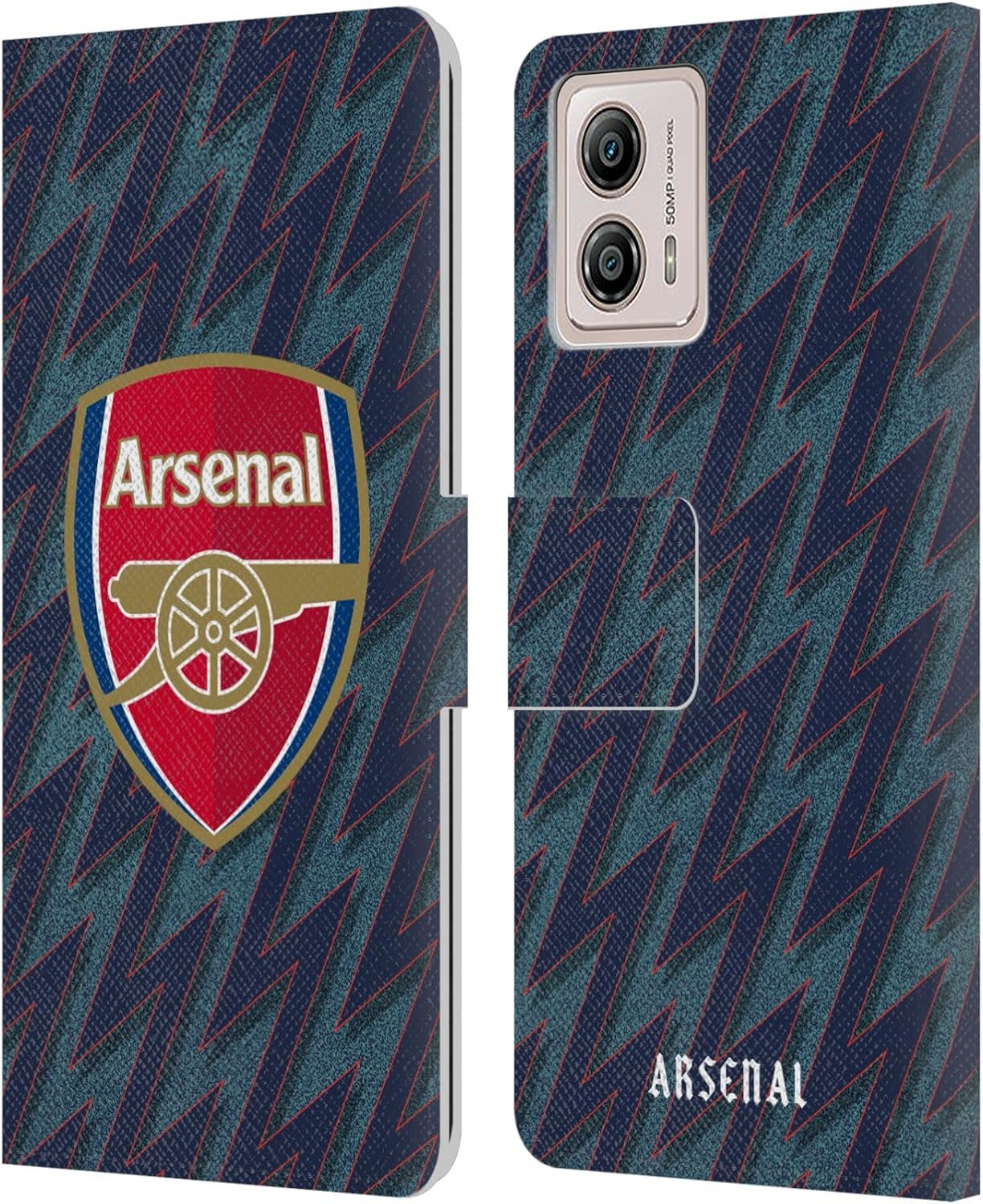 Head Case Designs Officially Licensed Arsenal FC Third 2021/22 Crest Kit Leather Wallet Case Compatible with Motorola Moto G53 5G