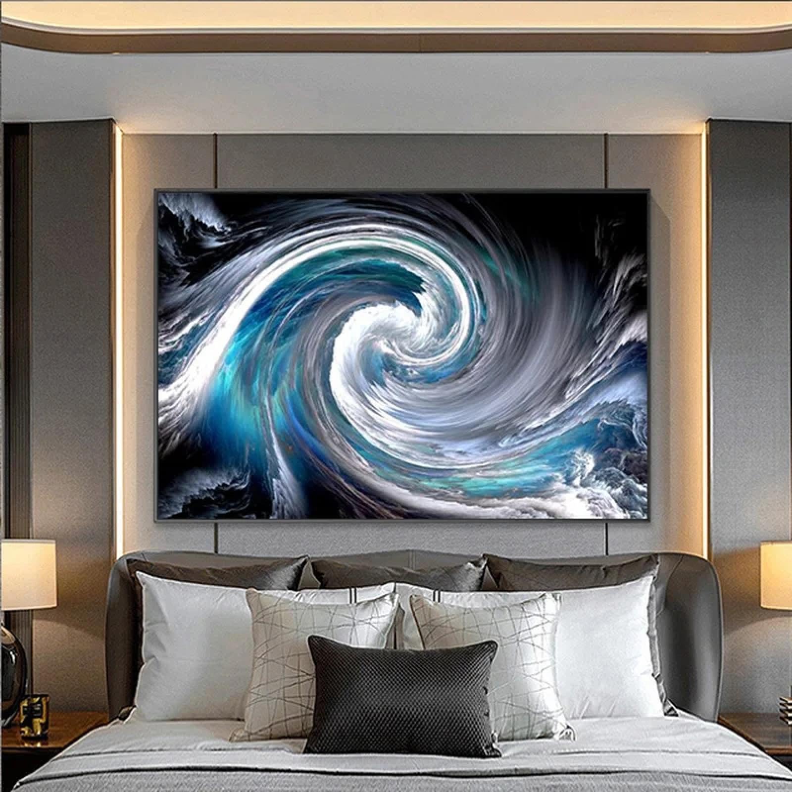 Tableau nordique moderne nuage : impression d'art sur toile 65x130cm haut de gamme - 8
