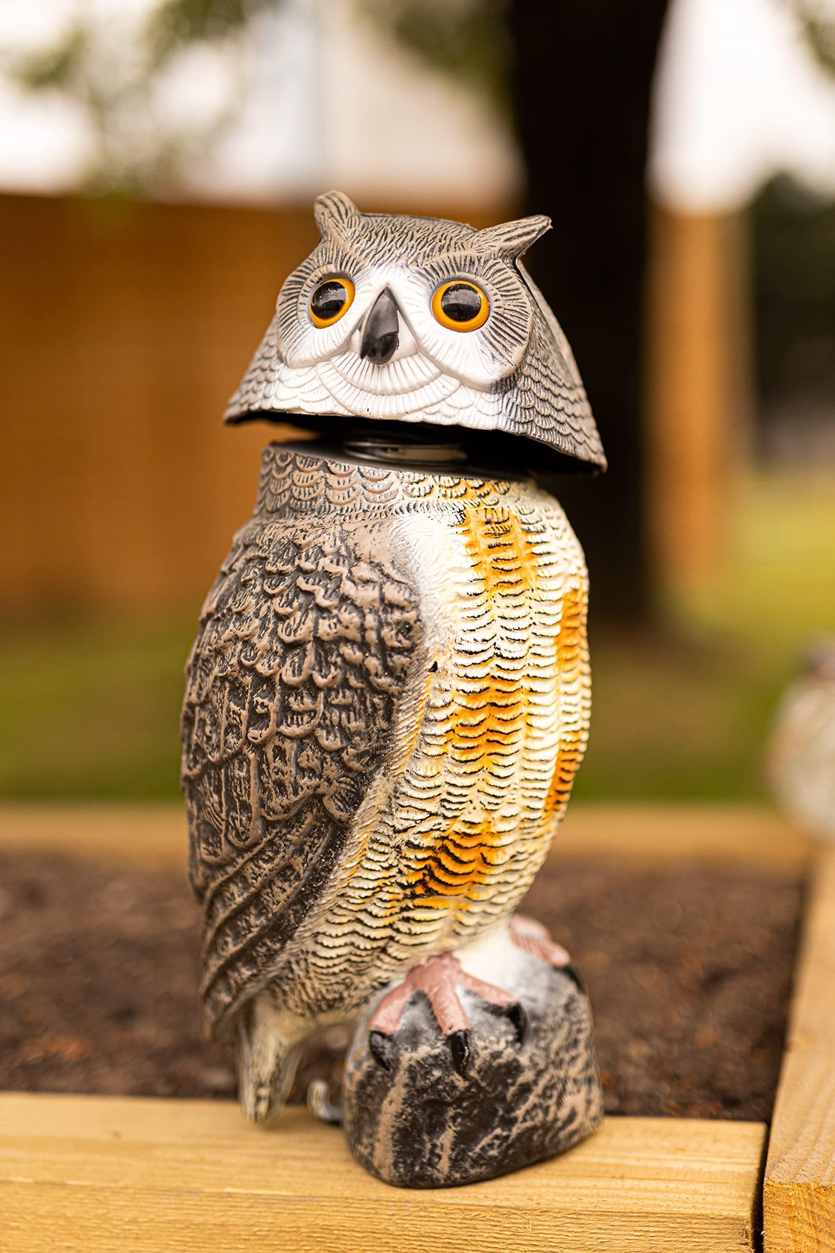 Garden Mile Owl Bird Scarer For Garden - Spinning Head Owl Decoy To Scare Birds Away - Highly Durable Bird Scarers For Gardens Pigeon Deterrent - Decoy Owl Garden Ornaments Plastic Bird Of Prey