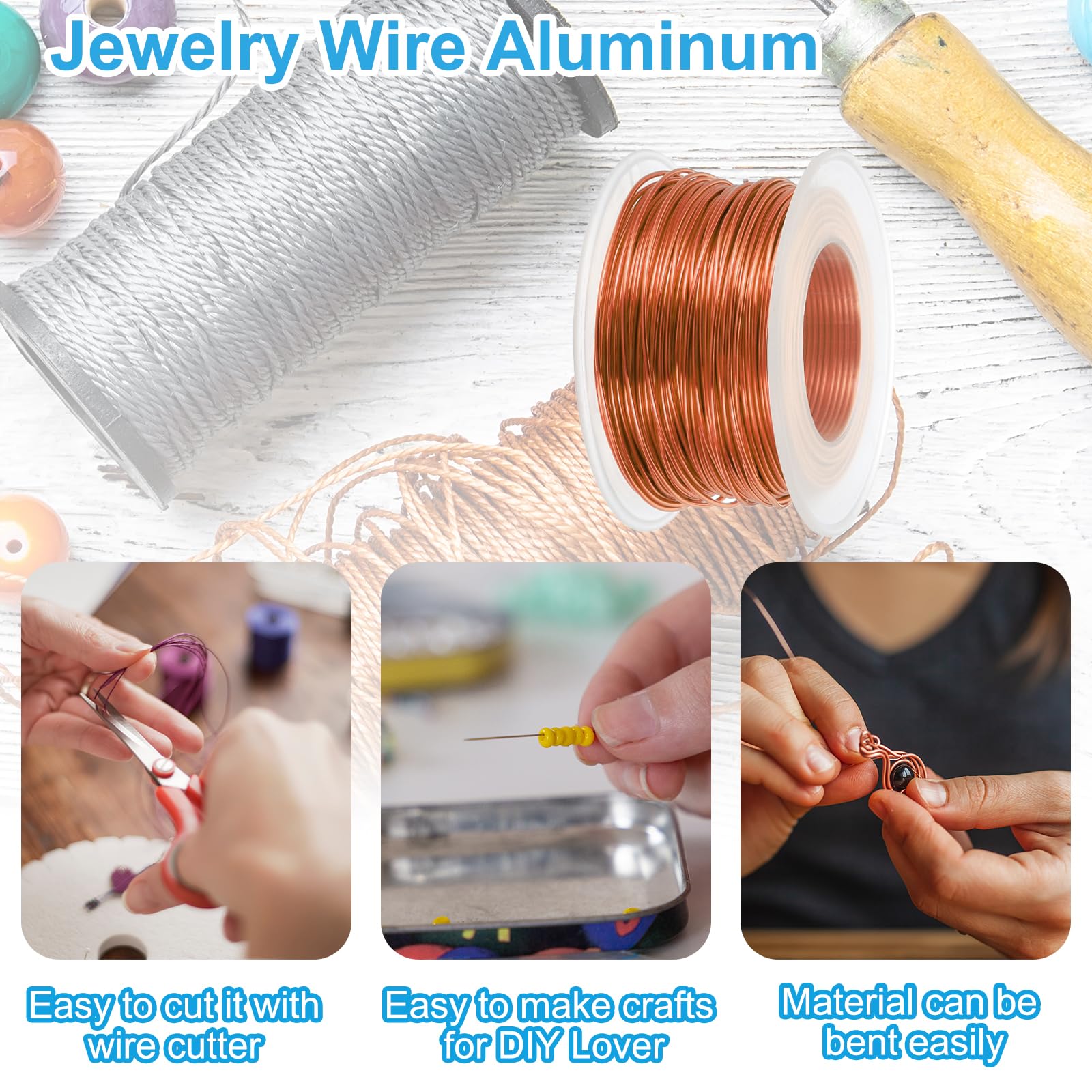 PATIKIL 18 Gauge 1mm Aluminum Craft Wire, 98.4 Ft Metal Wire Armature Bendable Wire for Jewelry Making Metal Wrap DIY Orange - Image 3