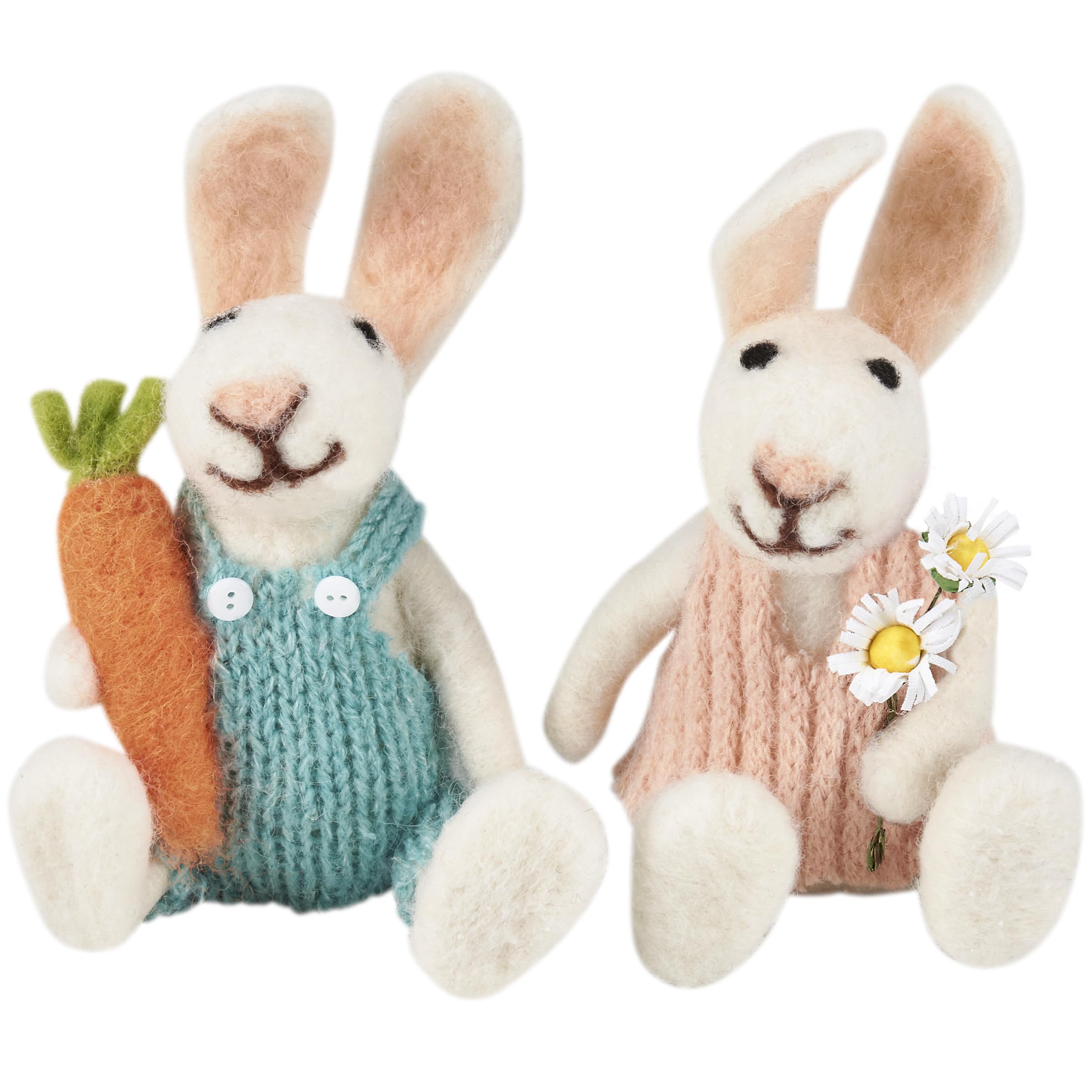 Bunny Couple Critter Set pour embellir votre table de printemps et étagères