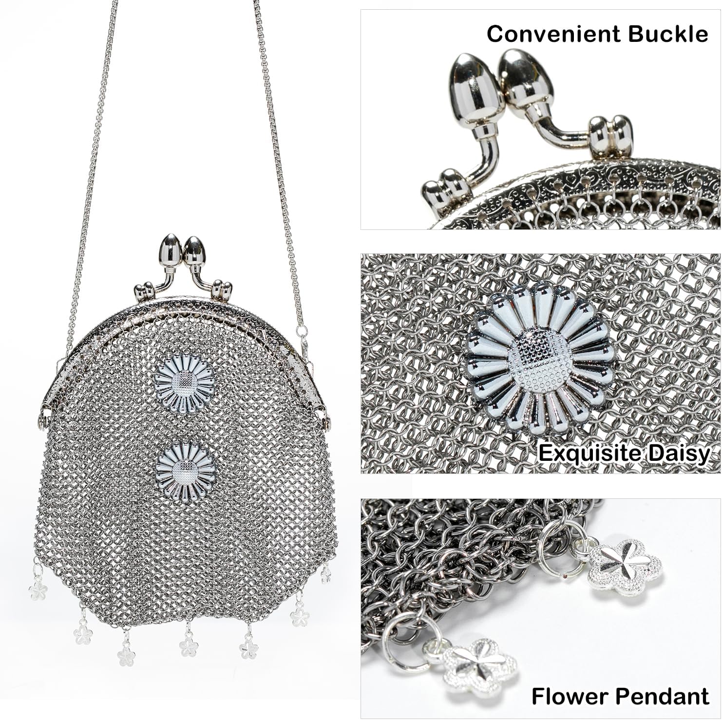 Vintage Chainmail Handbag Evening Bag Clutch Purses Antique Chainmail Purse for Prom Cocktail Party Sparkling Party - Image 3