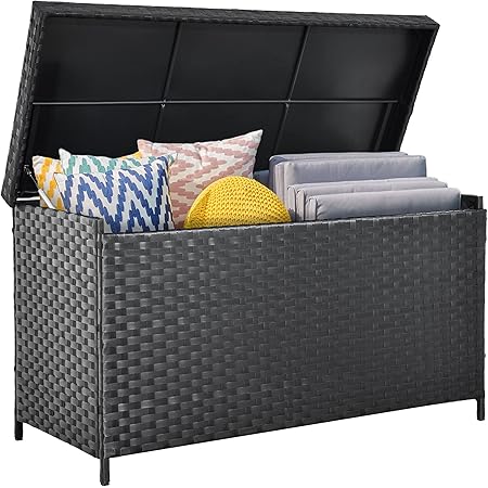 Outdoor Storage Bench YITAHOME YITA 120 Gallon Outdoor Wicker Deck