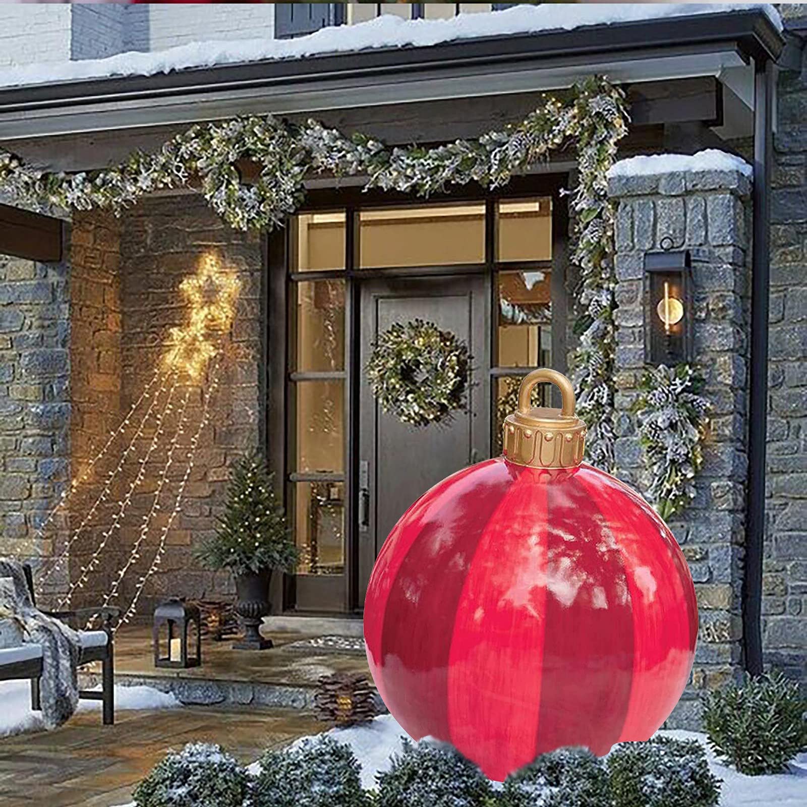 60 Cm Bolas De Navidad Decoraciones De árbol De Navidad Navidad Hristmas Decoraciones Para El Hogar PVC Al Aire Libre Juguetes Inflables(Color:GRAMO