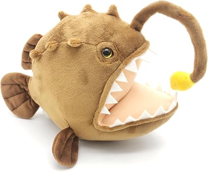 JIANEEXSQ Realistic Angler Fish Stuffed Animal Doll, Simulation Anglerfish Plush Toy, Deep Sea Ocean Animal Plush, Childrens Birthday Gift, Collection Decoration