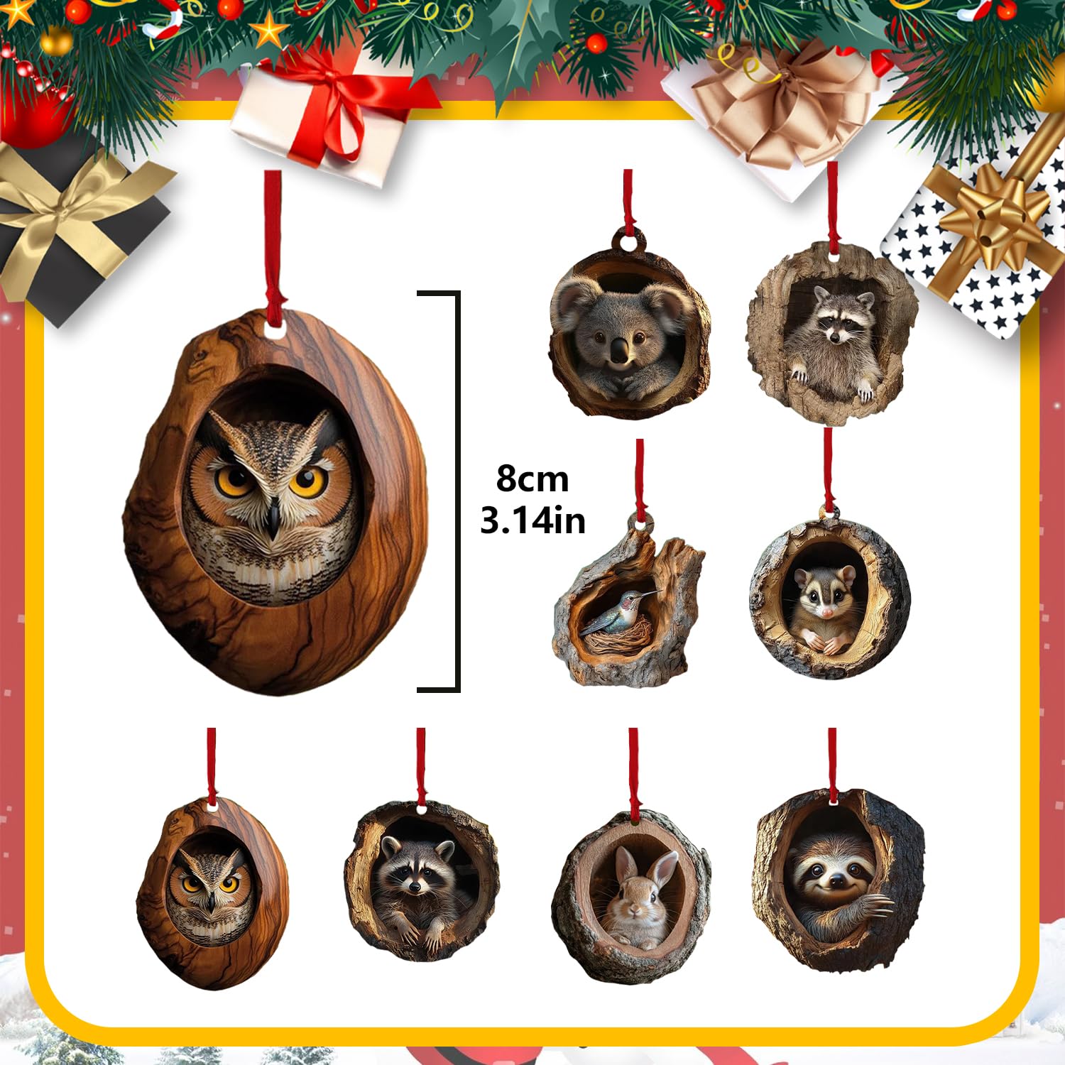5 Pezzi Ornamenti Di Natale Colibrì In Acrilico 2D - Decorazioni Bifacciali Con Corda Per Albero, Auto E Casa - 8x7,3cm