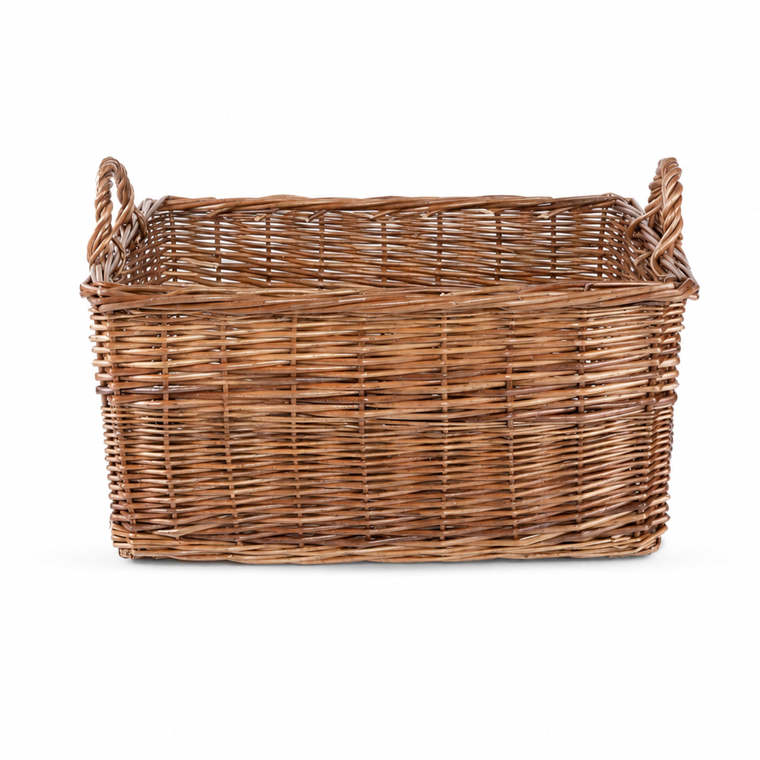 Wickerfield Brown Rectangle Rustic Countryside Style Chunky Wicker Fireside Heavy Duty Log Baskets