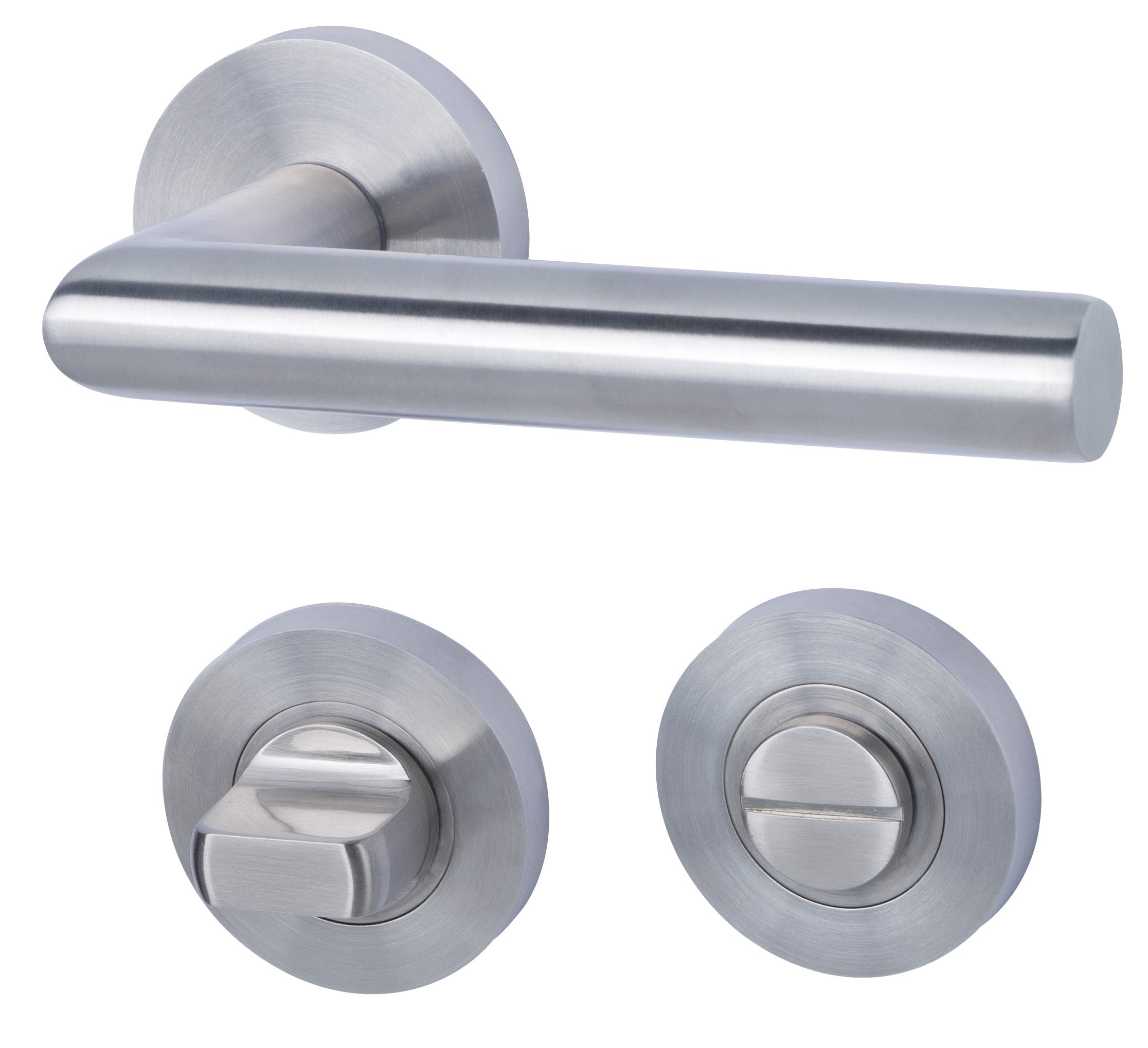 Poignée de porte WC Alpertec Solid 10-R en acier inoxydable chromé satiné 28025320C